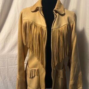 Women's Tan Fringe Leather Jacket - Classic Western Style